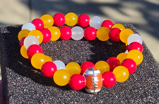 White, Yellow, and Red Chalcedony Bracelet