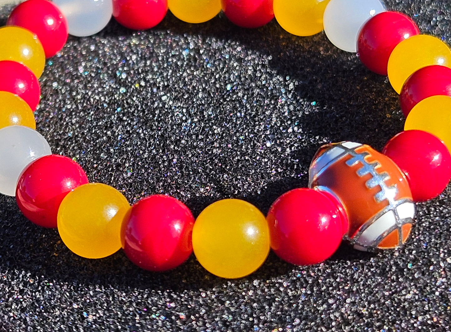 White, Yellow, and Red Chalcedony Bracelet