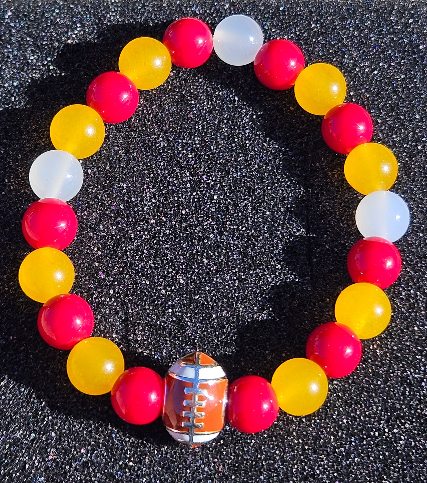White, Yellow, and Red Chalcedony Bracelet