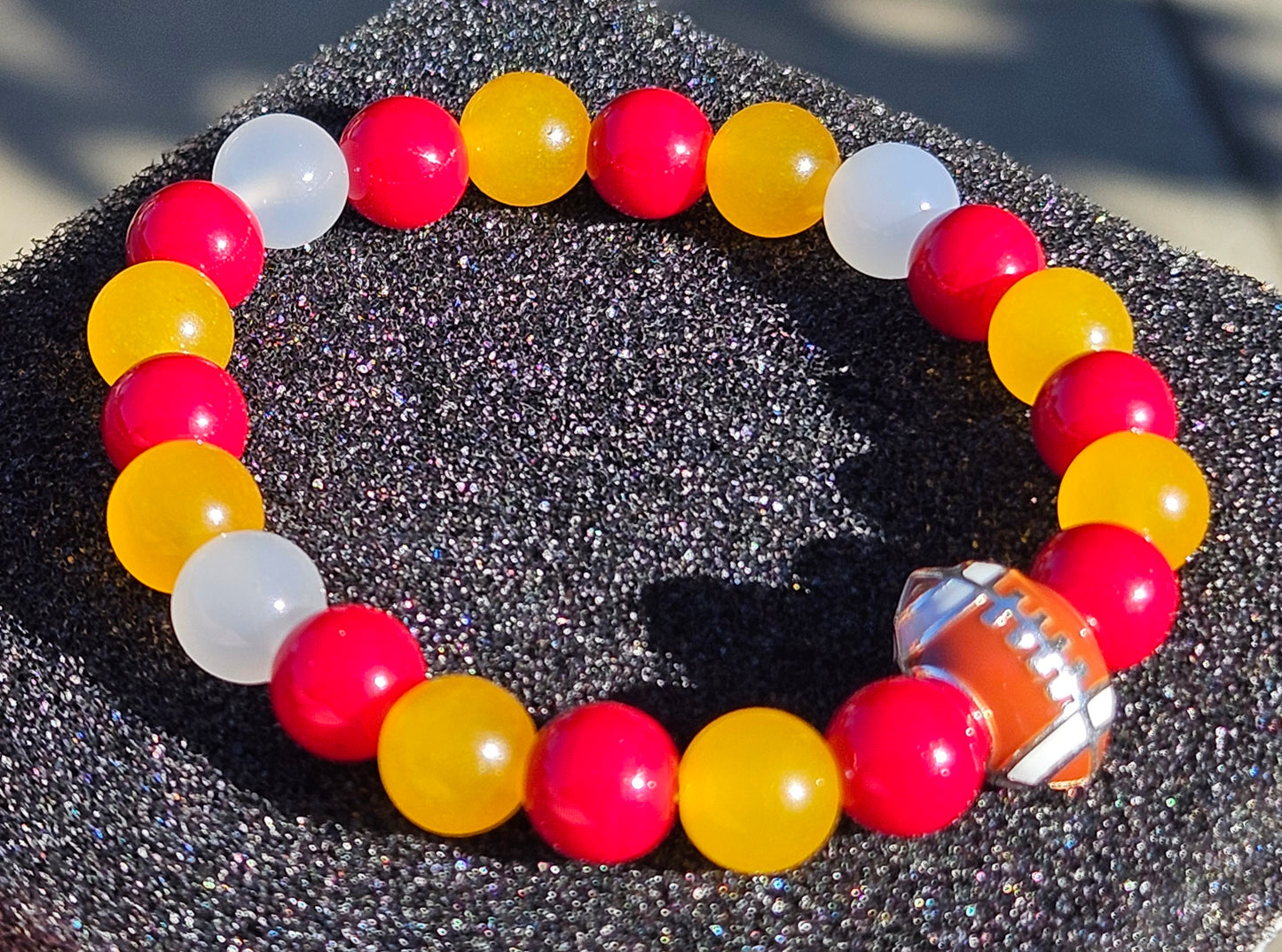 White, Yellow, and Red Chalcedony Bracelet