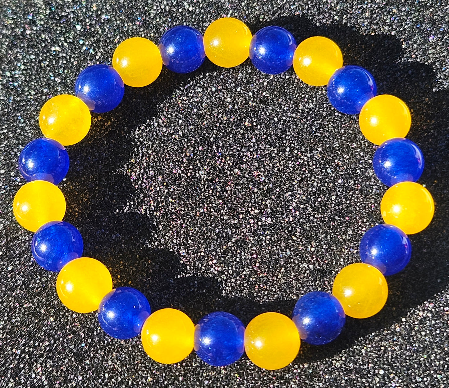 Blue and Yellow Chalcedony Jade Bracelet