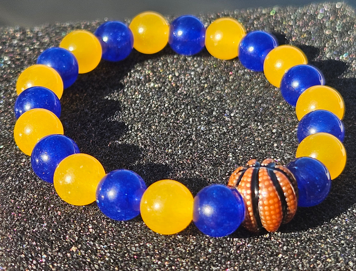 Blue and Yellow Chalcedony Jade Bracelet