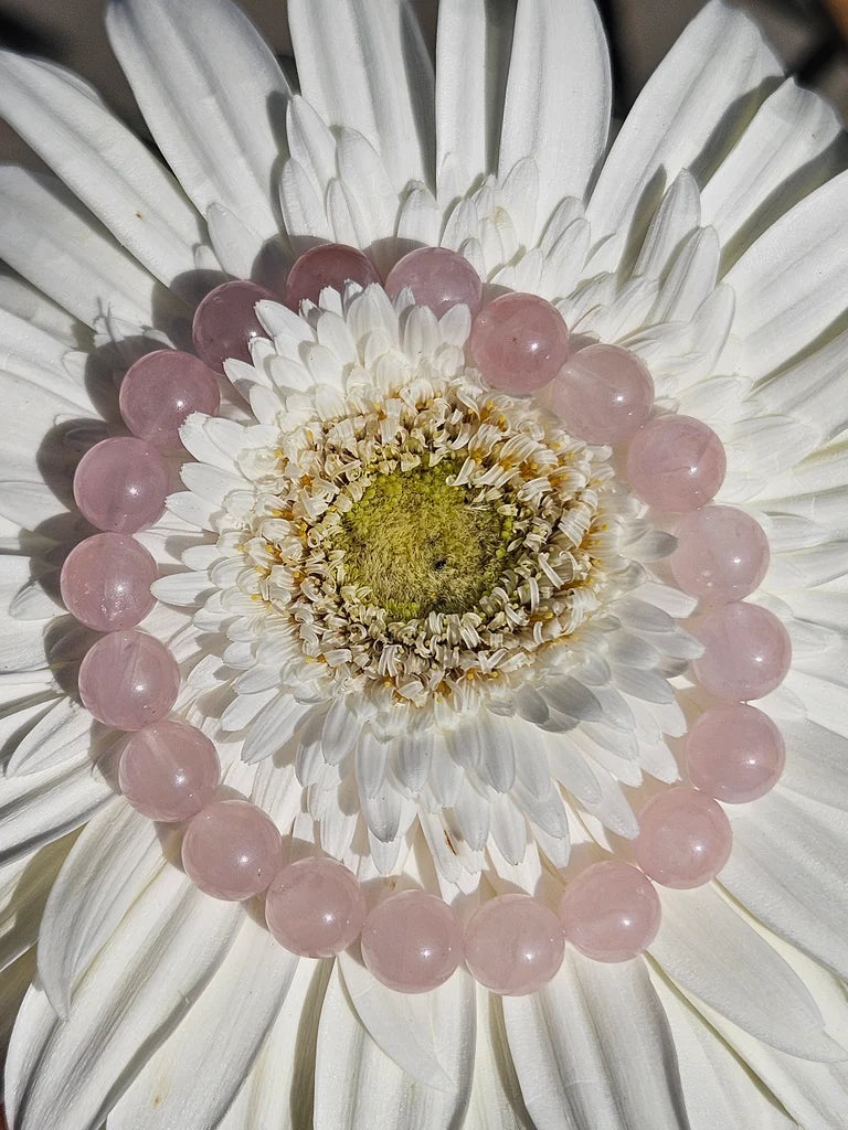 Rose Quartz Bracelet with Sterling Silver Charm