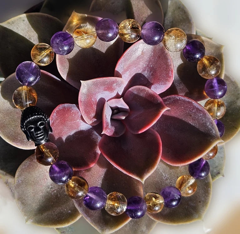 Purple Amethyst and Citrine Bracelet