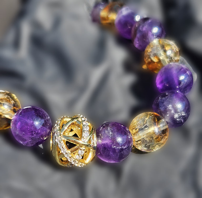 Purple Amethyst and Citrine Bracelet