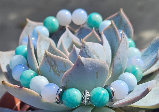 Calming Healing Bracelet with Stainless Steel Spacers