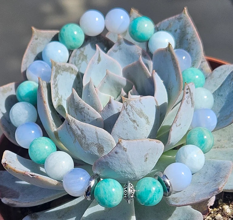 Calming Healing Bracelet with Stainless Steel Spacers