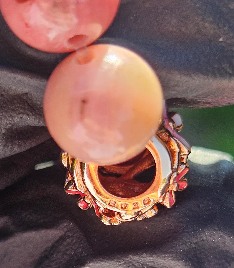 Rhodonite Bracelet with Rose Gold Charm