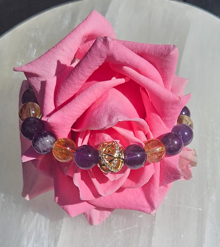 Purple Amethyst and Citrine Bracelet