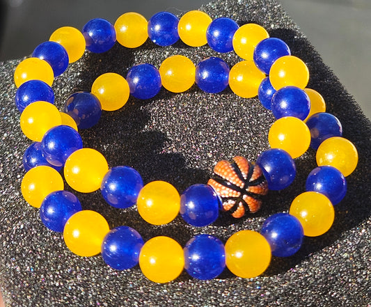 Blue and Yellow Chalcedony Jade Bracelet