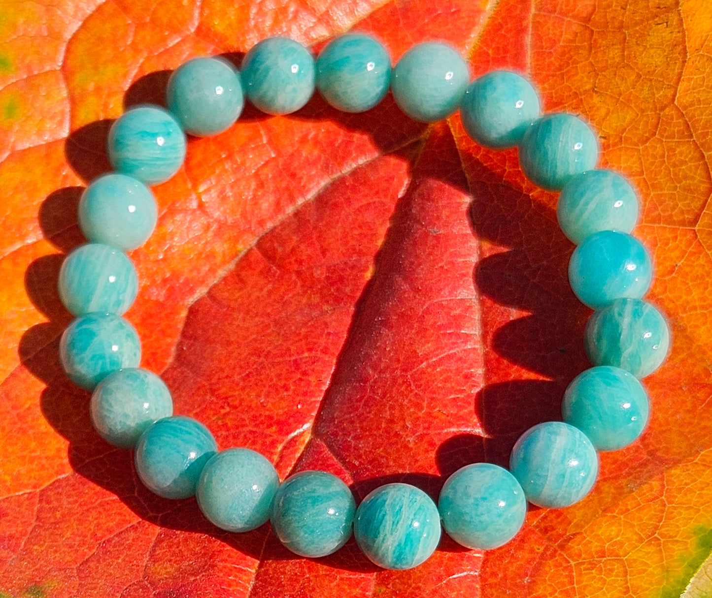 5A Blueish- Green Striped Amazonite Natural Stone Bracelet