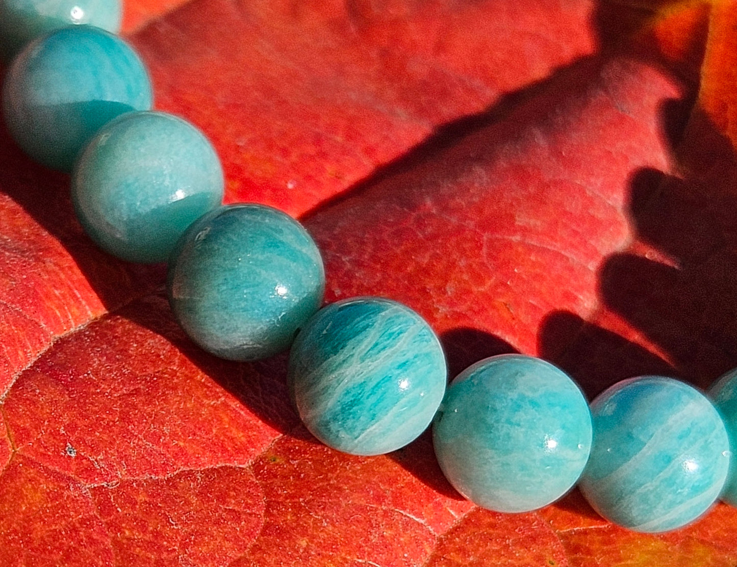 5A Blueish- Green Striped Amazonite Natural Stone Bracelet