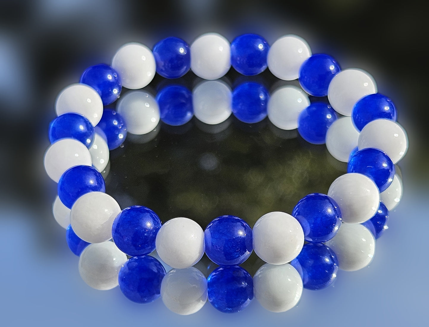 Blue and White Chalcedony Jade Bracelet