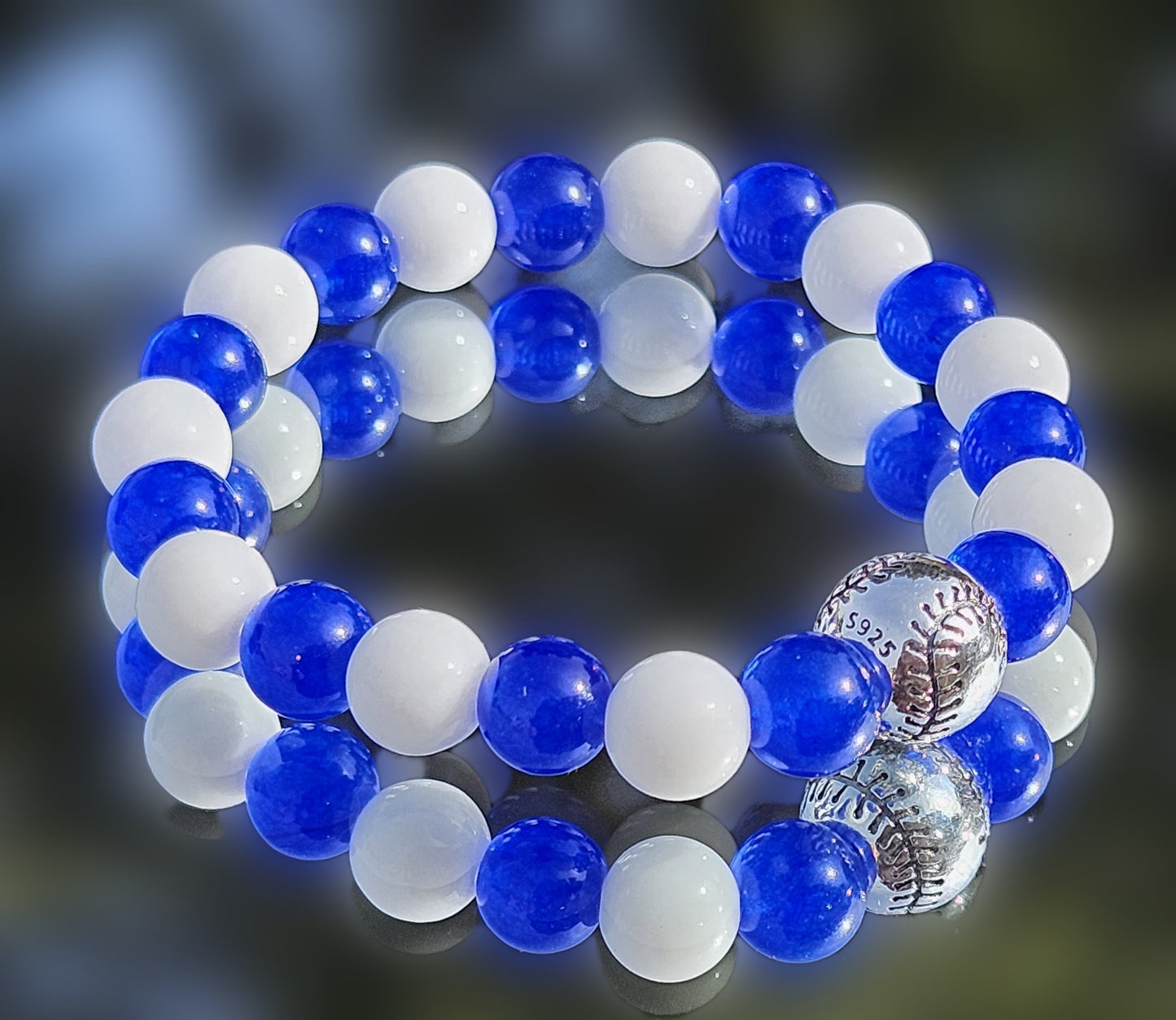 Blue and White Chalcedony Jade Bracelet