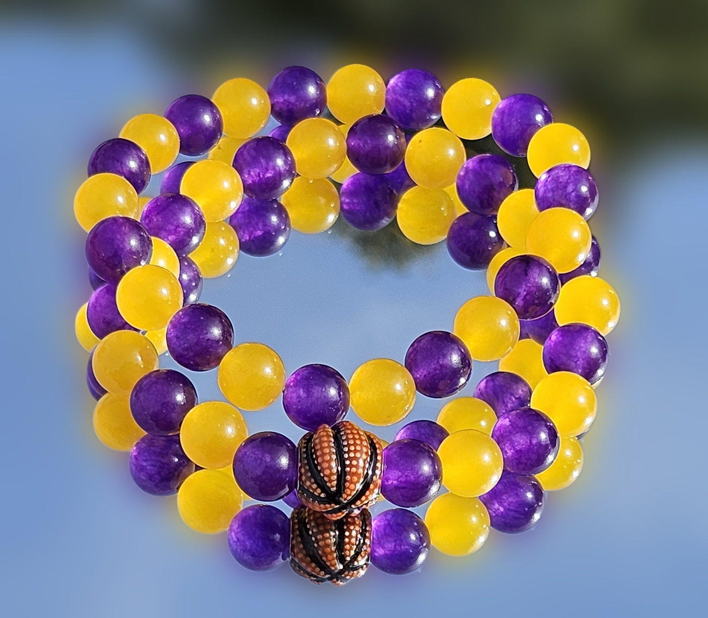 Purple and Yellow Chalcedony Jade Bracelet